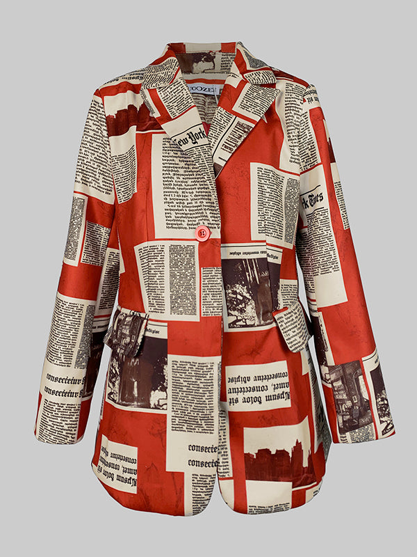 Cotton Blend Long Sleeve Loose Buttoned Blazer With Pockets