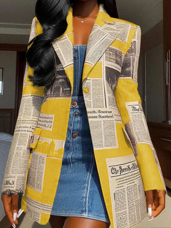 Cotton Blend Long Sleeve Loose Buttoned Blazer With Pockets