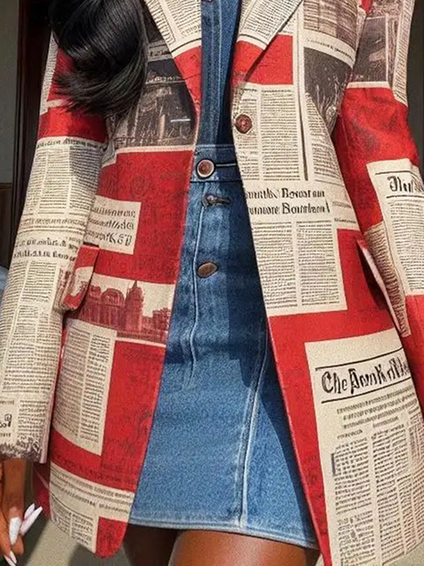 Cotton Blend Long Sleeve Loose Buttoned Blazer With Pockets