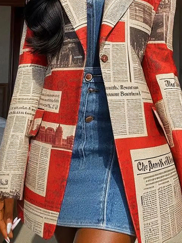 Cotton Blend Long Sleeve Loose Buttoned Blazer With Pockets