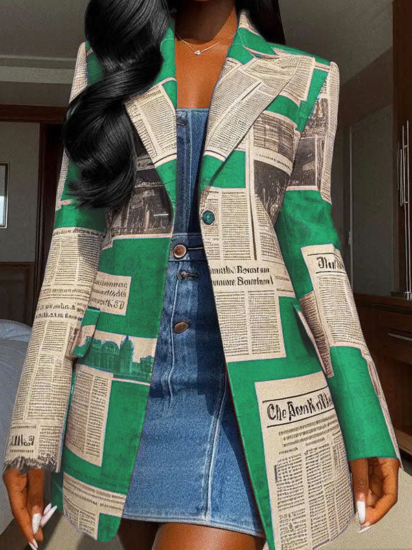 Cotton Blend Long Sleeve Loose Buttoned Blazer With Pockets